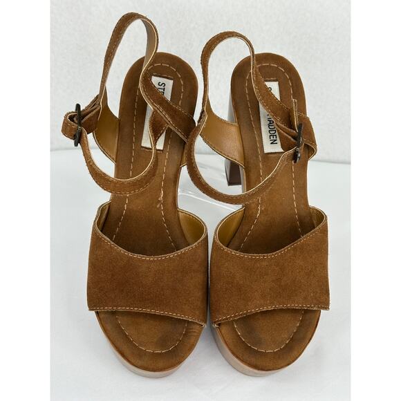 Steve Madden Clique Chestnut Platform Heel Sandals Size 8.5M - Picture 3 of 7